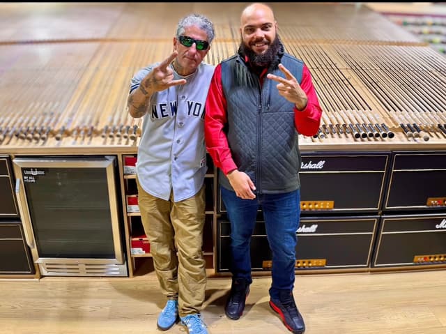 Rich and Brandon in front of the Marshall  Rod Rack