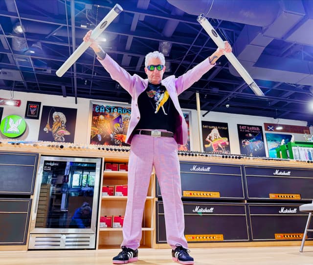 pink suit rods in air